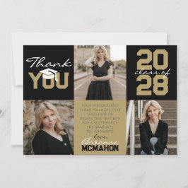 ブラック&ブロンズ金ゴールド3 Photo Gradation Thank You 招待状