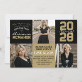 ブラック&ブロンズ4写真卒業のお知らせ 招待状 (正面)