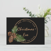 ブラック ブロンズ クリスマスイブ ディナー 冬 パーティー 招待状 (スタンド正面)