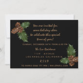 ブラック ブロンズ クリスマスイブ 夕食 冬のパーティー 招待状 (裏面)