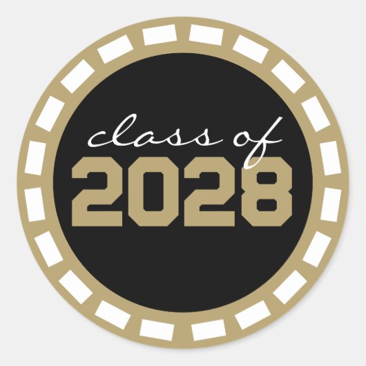 ブラック & ブロンズ ゴールド フィルムストリップ 卒業 ラウンドシール (正面)