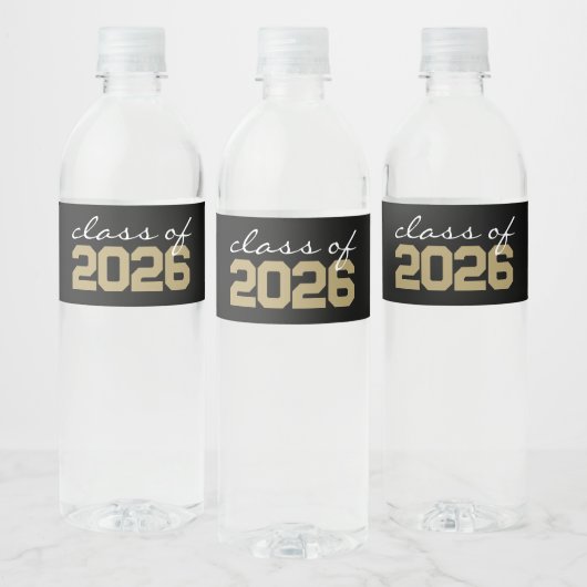 ブラック & ブロンズ 卒業 水ボトル ラベル (ボトル)