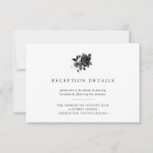 ブラック ブーケ 水彩 花 モダン 結婚式 披露宴 招待状 (正面)