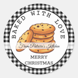 ブラック・プレイド・クリスマス焼いた・クッキーと愛 ラウンドシール