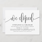 ブラック プレティー カリグラフィー ウェディング エルオープメント 招待状 (正面)