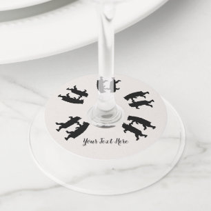 ブラック・ベアーズ踊りのシルエット ワイングラスタグ