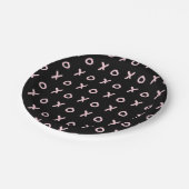 ブラック＆ベビーピンク X O XO XOのトレンディーでかわいい ペーパープレート (アングル)