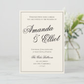 ブラック&ベージュのミニマル結婚リストス 招待状 (スタンド正面)