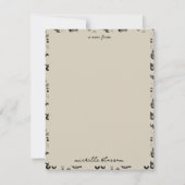 ブラック&ベージュの手描きタトゥーパターン ノートカード (正面)