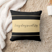 ブラック&ベージュストライプのブロード クッション (ブランケット)