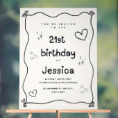 ブラック&ベージュハートミニマル招待状 アクリルサイン (ニュートラル)