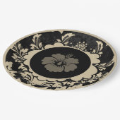 ブラック&ベージュフォーマルフローラ結婚紙プレート ペーパープレート (アングル)