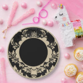 ブラック&ベージュフォーマルフローラ結婚紙プレート ペーパープレート (パーティー)