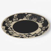 ブラック&ベージュフォーマルフローラ結婚紙プレート ペーパープレート (アングル)
