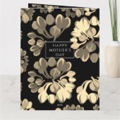 ブラック&ベージュフローラ母の日のグリーティングカード カード (裏面)