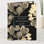ブラック&ベージュフローラ母の日のグリーティングカード カード (正面)
