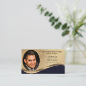 ブラック&ベージュプロフェッショナルカスタム写真 名刺 (スタンド正面)