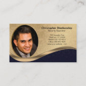ブラック&ベージュプロフェッショナルカスタム写真 名刺 (正面)