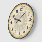 ブラック&ベージュヴィンテージクロック〔占星術の〕十二宮図シンボルや象徴アンティーク ラージ壁時計 (傾斜)