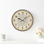 ブラック&ベージュヴィンテージクロック〔占星術の〕十二宮図シンボルや象徴アンティーク ラージ壁時計 (ホーム)