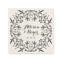 ブラック&ベージュ色ファンシーヴィンテージウェディング