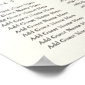 ブラック&ベージュ色モノグラム結婚のシーティングチャート ポスター (角)