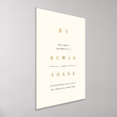 ブラック&ベージュ色モノグラ結婚ムの歓迎 箔ポスター (レイダウン)