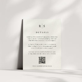 ブラック&ベージュ色結婚モノグラムのQRコード エンクロージャーカード