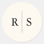 ブラック&ベージュ色編集可能カラーモノグラム結婚ズ ラウンドシール (正面)