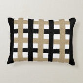 ブラック/ベージュ/ホワイト紙ストライプ アクセントクッション (裏面)