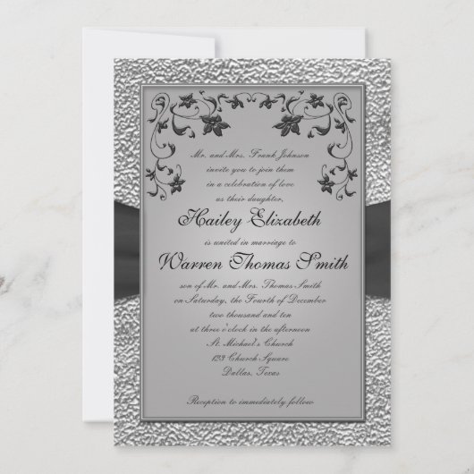 ブラック&ペーターフローラモノグラムの招待状 招待状 (裏面)