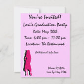 ブラック&ホットピンクの卒業パーティー 招待状 (裏面)