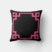 ブラック&ホットピンクギリシャ鍵縁ど クッション (裏面)