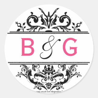 ブラック&ホットピンククレスト封筒用シール ラウンドシール