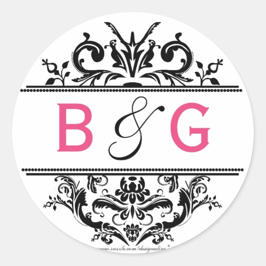 ブラック&ホットピンククレスト封筒用シール ラウンドシール (正面)