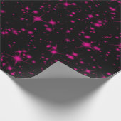 ブラック&ホットピンクスパークリーグリッター星 ラッピングペーパー (角)