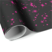 ブラック&ホットピンクスパークリーグリッター星 ラッピングペーパー (ロールコーナー)