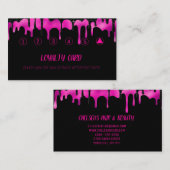 ブラック&ホットピンクドリップエレガントグリッタースパークル ロイヤリティカード (正面/裏面)