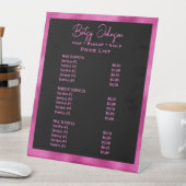 ブラック&ホットピンクフェイクフォイル美しいサロン価格表 台座サイン (インサイチュ)