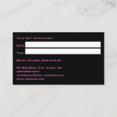 ブラック&ホットピンクフォイルフェイクアポイントメントカード 名刺 (裏面)