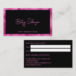 ブラック&ホットピンクフォイルフェイクアポイントメントカード 名刺