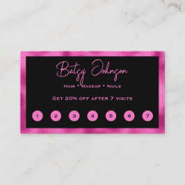 ブラック&ホットピンクフォイルフェイクフラットロイヤリティカード ロイヤリティカード