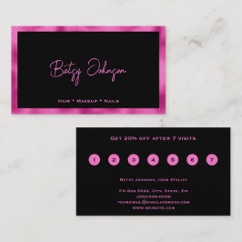 ブラック&ホットピンクフォイルフェイクフラットロイヤリティカード ロイヤリティカード