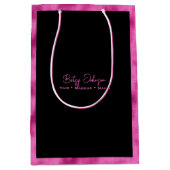 ブラック&ホットピンクフォイルフェイク抱き枕 ミディアムペーパーバッグ (正面)