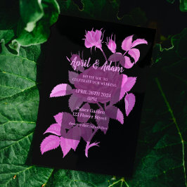 ブラック&ホットピンクフローラバラ結婚式招待状 招待状