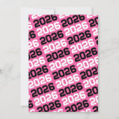 ブラック&ホットピンクモダン卒業写真 招待状 (裏面)