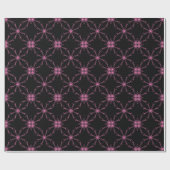 ブラック&ホットピンク万華鏡のように千変万化するパターンスターギフト紙 ラッピングペーパー (フラット)