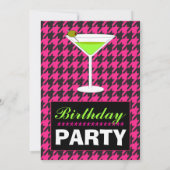 ブラック&ホットピンク千鳥格子の誕生日パーティー 招待状 (裏面)