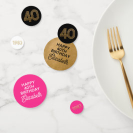ブラック ホットピンク ゴールド 40歳の誕生日 テーブルコンフェティ コンフェッティ