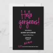 ブラック ホットピンク ハロー gorgeous Galentine's Day xoxo 招待状 (正面)